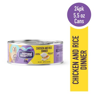 Show full view: A Strong Heart Chicken & Rice Dinner Wet Dog Food, 5.5-oz can, case of 24 slide 3 of 10