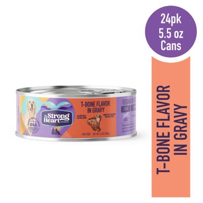 Show full view: A Strong Heart T-Bone Flavor in Gravy Wet Dog Food, 5.5-oz can, case of 24 slide 3 of 11
