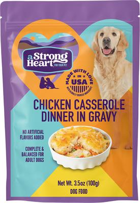 Show full view: A Strong Heart Chicken Casserole Dinner in Gravy Wet Dog Food, 3.5-oz pouch, case of 24 slide 3 of 10
