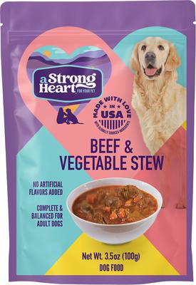Show full view: A Strong Heart Beef & Vegetable Stew Wet Dog Food, 3.5-oz pouch, case of 24 slide 3 of 10