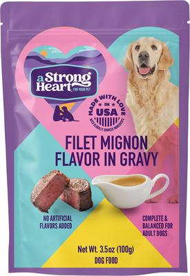 Show full view: A Strong Heart Filet Mignon in Gravy Wet Dog Food, 3.5-oz pouch, case of 24 slide 3 of 10