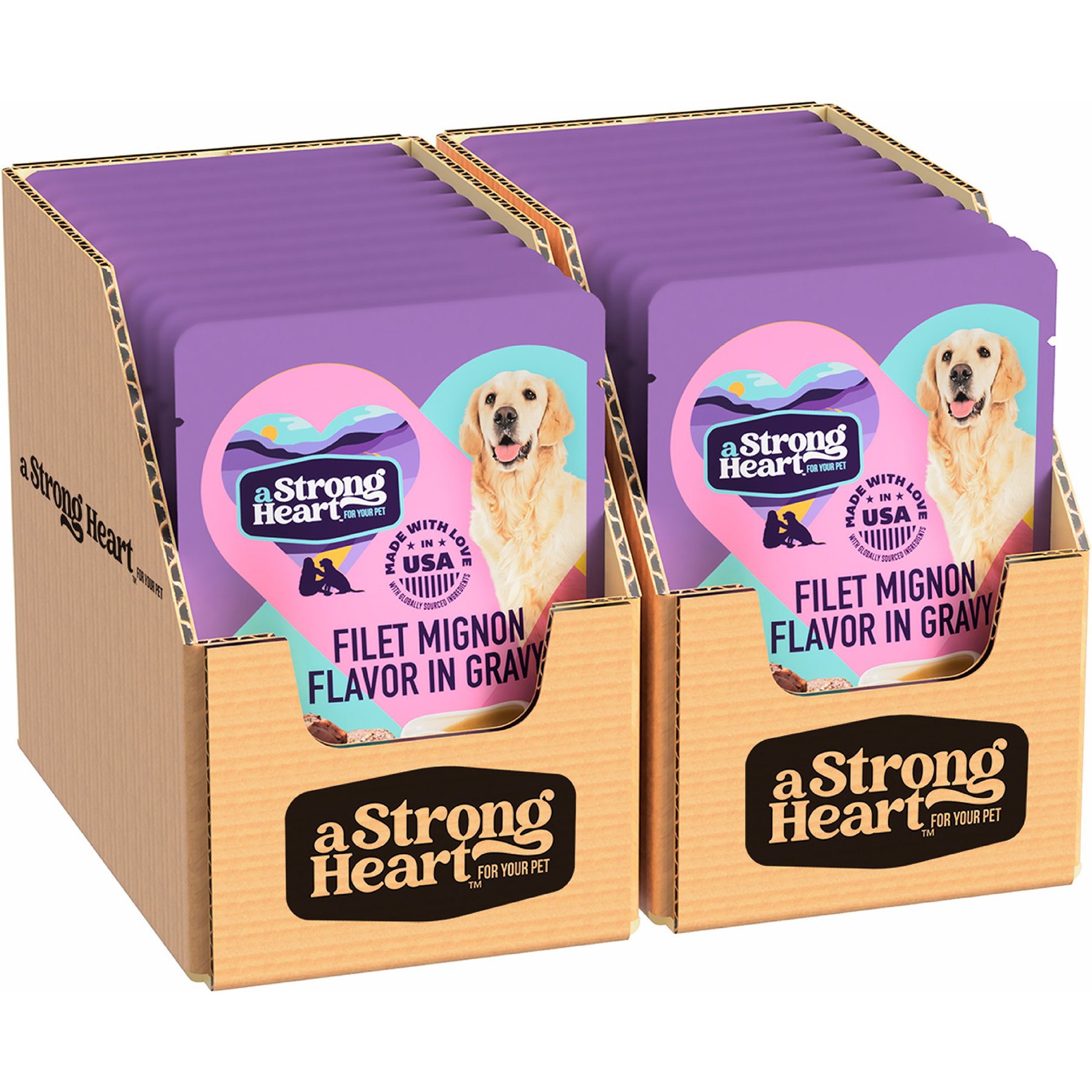 A Strong Heart Filet Mignon in Gravy Wet Dog Food, 3.5-oz pouch, case of 24