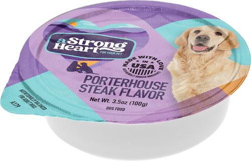 Show full view: A Strong Heart Porterhouse Steak Flavor Wet Dog Food, 3.5-oz cup, case of 12 slide 3 of 11