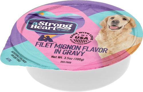 Show full view: A Strong Heart Filet Mignon Flavor in Gravy Wet Dog Food, 3.5-oz cup, case of 12 slide 3 of 11