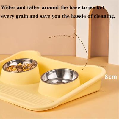 Show full view: NonoPets Non-Slip Dual Bowl Set with Raised Base Cat Food & Water Feeder, Yellow slide 7 of 8