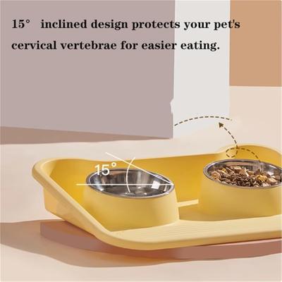 Show full view: NonoPets Non-Slip Dual Bowl Set with Raised Base Cat Food & Water Feeder, Yellow slide 5 of 8