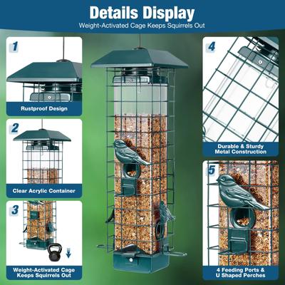 Show full view: Yarty Squirrel Proof Wild Bird Feeder, 3-lb, Green slide 5 of 9