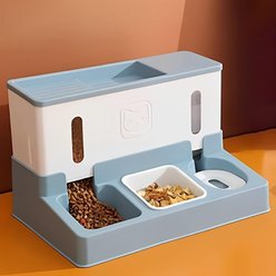 NonoPets 2-in-1 Smart Feeding Station Cat Feeder & Water Dispenser, Blue