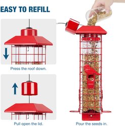 Yarty Squirrel Proof Wild Bird Feeder, 3-lb, Red slide 2 of 9