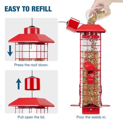Show full view: Yarty Squirrel Proof Wild Bird Feeder, 3-lb, Red slide 3 of 9