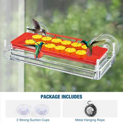 Show full view: Kingsyard Dual-Use Outdoors Hanging & Window Installation Wild Bird Feeder, Clear, 1.62-lb slide 5 of 9