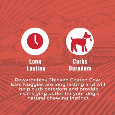 Show full view: Rewardables Chicken Coated Cow Ear Nuggies Dog Natural Chew Treats, 1-lb bag slide 5 of 7