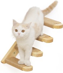 FUKUMARU Solid Rubber Wood Wall Mounted Cat Wall Climber Shelf, Brown