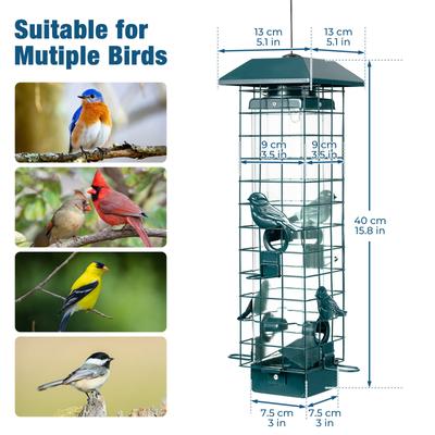 Show full view: Yarty Squirrel Proof Wild Bird Feeder, 3-lb, Green slide 2 of 9