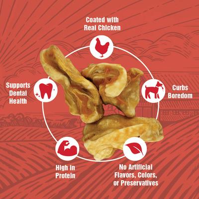 Show full view: Rewardables Chicken Coated Cow Ear Nuggies Dog Natural Chew Treats, 1-lb bag slide 3 of 7