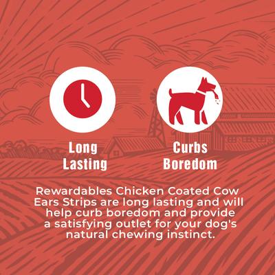 Show full view: Rewardables Chicken Coated Cow Ear Strips Dog Natural Chew Treats, 1-lb bag slide 5 of 7