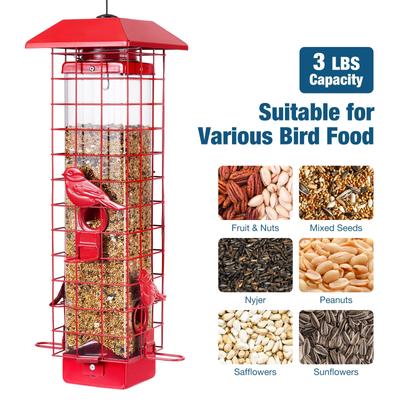 Show full view: Yarty Squirrel Proof Wild Bird Feeder, 3-lb, Red slide 4 of 9