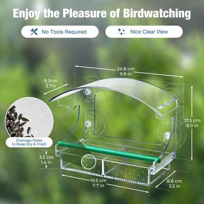 Show full view: Yarty Outdoor Transparent Acrylic Window Wild Bird Feeder slide 5 of 9