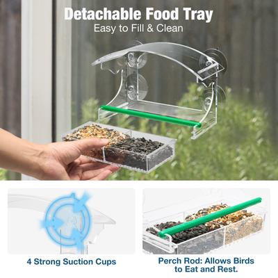 Show full view: Yarty Outdoor Transparent Acrylic Window Wild Bird Feeder slide 6 of 9