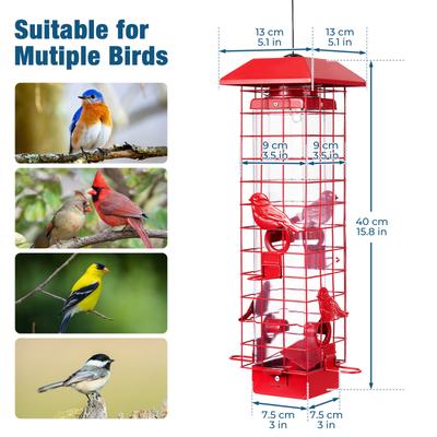 Show full view: Yarty Squirrel Proof Wild Bird Feeder, 3-lb, Red slide 2 of 9