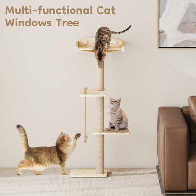 Show full view: Yafylly Sunbathing & Observation 49.2-in Cat Window Perch Tree with Resting Platform, Natural, Large slide 7 of 9