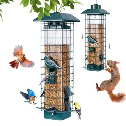 Yarty Squirrel Proof Wild Bird Feeder, 3-lb, Green