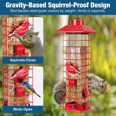 Show full view: Yarty Squirrel Proof Wild Bird Feeder, 3-lb, Red slide 6 of 9