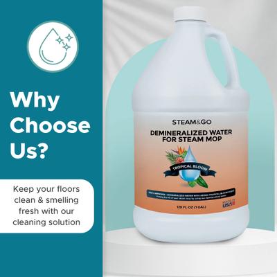 Show full view: Steam & Go Tropical Bloom Demineralized Steam Mop Water, 1-gal bottle, 1 count slide 5 of 5