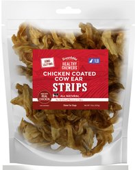 Rewardables Chicken Coated Cow Ear Strips Dog Natural Chew Treats, 1-lb bag