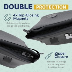 Katziela Hands Free Quick Access Magnet Closure Anti Spill Expandable Dog Treat Pouch with Adjustable Shoulder Strap & Belt Clip, Small, Black slide 2 of 9