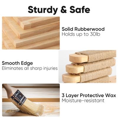 Show full view: FUKUMARU Solid Rubber Wood Wall Mounted Cat Wall Climber Shelf, Brown slide 3 of 7