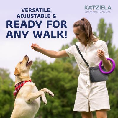 Show full view: Katziela Hands Free Quick Access Magnet Closure Anti Spill Expandable Dog Treat Pouch with Adjustable Shoulder Strap & Belt Clip, Small, Black slide 9 of 9