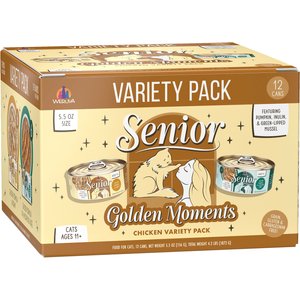 Weruva Senior Golden Moments Variety Pack Canned Cat Food, 12 count, 5.5-oz can
