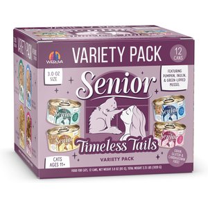 Weruva Senior Timeless Tails Variety Pack Canned Cat Food, 12 count, 3-oz can