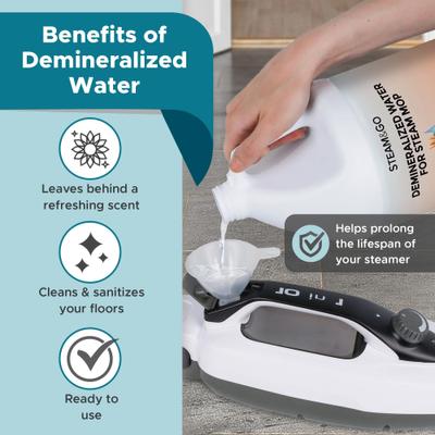 Show full view: Steam & Go Tropical Bloom Demineralized Steam Mop Water, 1-gal bottle, 1 count slide 4 of 5