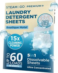 Steam & Go Premium+ Laundry 5-in-1 Dissolvable Detergent Sheets, 30 count