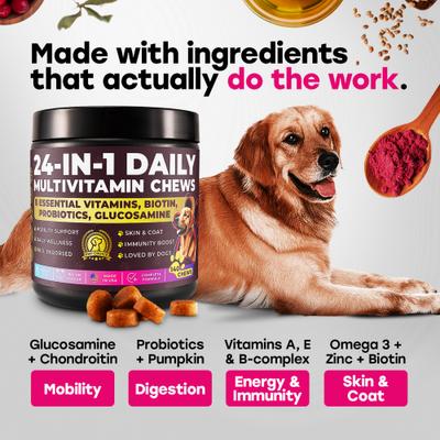 Show full view: Pup Choice with Probiotics & Glucosamine, Bacon Flavor Soft & Chewy Multivitamin for Dogs, 140 Count slide 4 of 11