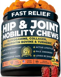 Pup Choice Hip & Joint Support with Glucosamine, Chondroitin & MSM, Beef Flavor Soft & Chewy Dog Treats, 140 Count