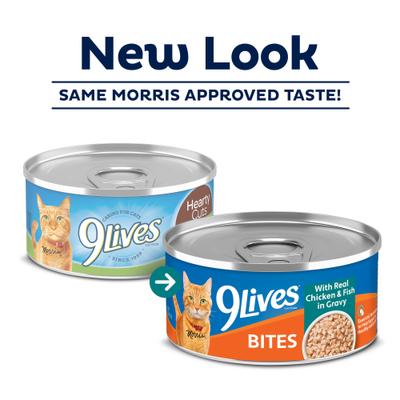 Show full view: 9 Lives Hearty Cuts with Real Chicken & Fish In Gravy Wet Cat Food, 5.5-oz can, case of 4 slide 3 of 13
