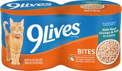 9 Lives Hearty Cuts with Real Chicken & Fish In Gravy Wet Cat Food, 5.5-oz can, case of 4