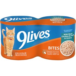 9 Lives Hearty Cuts with Real Chicken & Fish In Gravy Wet Cat Food, 5.5-oz can, case of 4