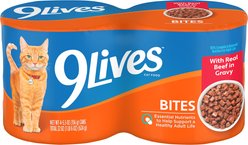 9 Lives Tender Morsels with Real Beef In Sauce Wet Cat Food, 5.5-oz can, case of 4