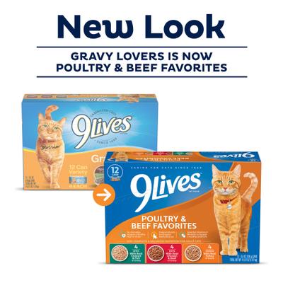 Show full view: 9 Lives Gravy Favorites Variety Pack Canned Cat Food, 5.5-oz, case of 12 slide 3 of 13