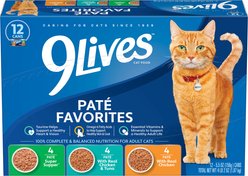 9 Lives Pate Favorites Variety Pack Canned Cat Food, 5.5-oz, case of 12