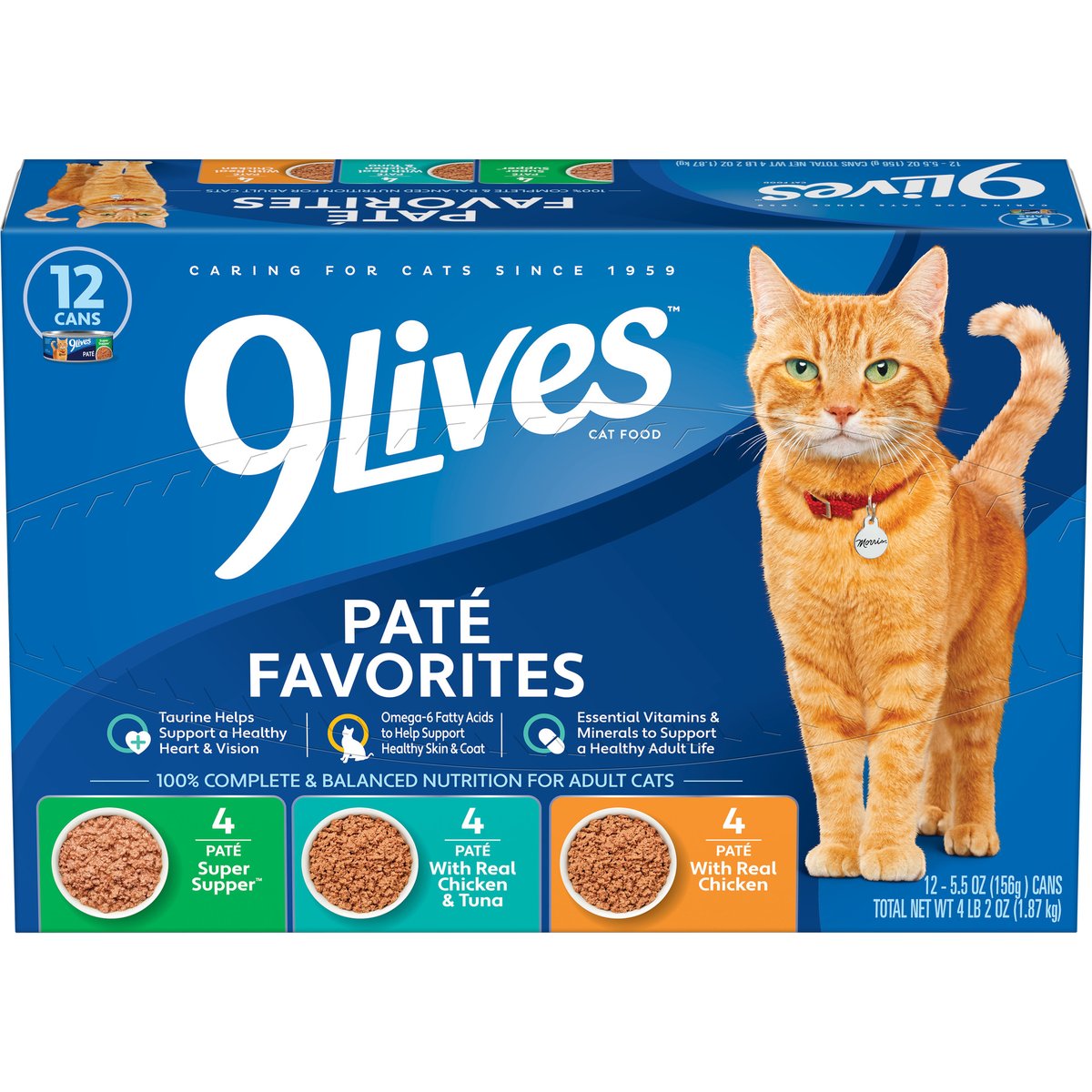 9 Lives Pate Favorites Variety Pack Canned Cat Food, 5.5-oz, case of 12