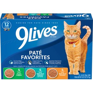 9 Lives Pate Favorites Variety Pack Canned Cat Food, 5.5-oz, case of 12