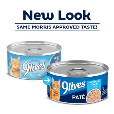 Show full view: 9 Lives Meaty Pate with Real Ocean Whitefish Canned Cat Food, 5.5-oz, case of 24 slide 3 of 12
