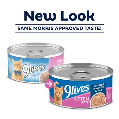 Show full view: 9 Lives Meaty Pate with Real Ocean Whitefish & Tuna Pate Wet Kitten Food, 5.5-oz can, case of 24 slide 3 of 12