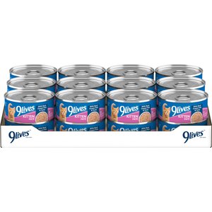 9 Lives Meaty Pate with Real Ocean Whitefish & Tuna Pate Wet Kitten Food, 5.5-oz can, case of 24