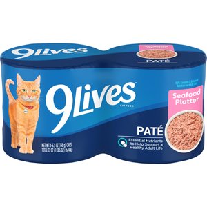 9 Lives Meaty Pate Seafood Platter Wet Cat Food, 5.5-oz can, case of 4